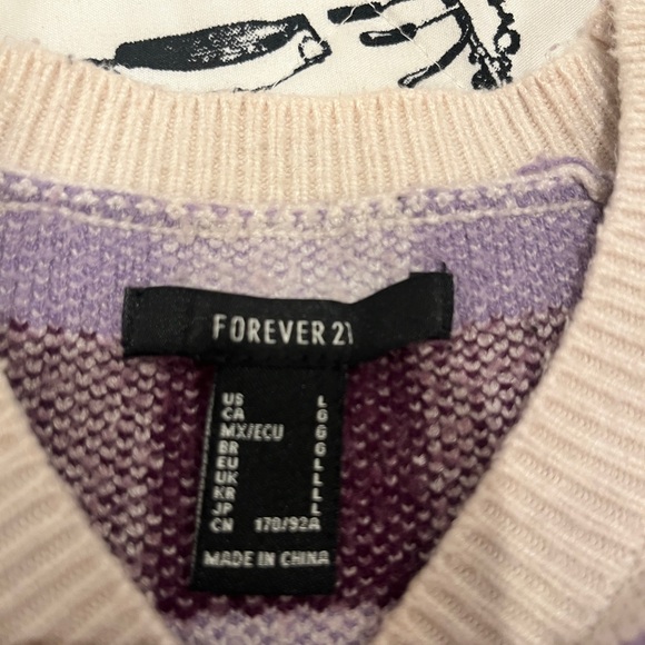 Forever 21 Purple and Cream Checkered Sweater - Picture 2 of 2